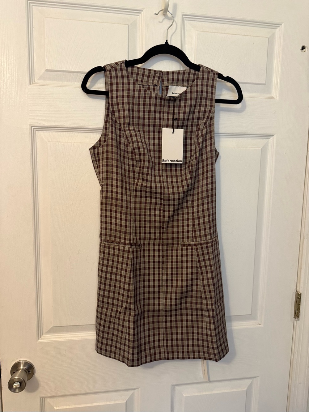 Reformation Brown Plaid Citron Mini Dress - Picture 6 of 6